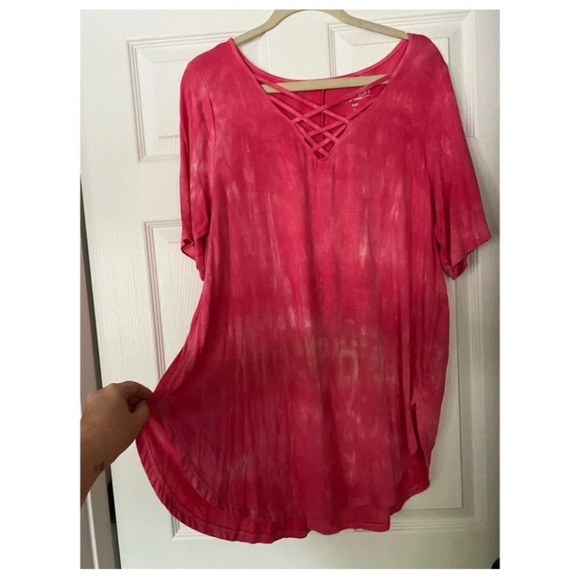 TORRID Pink Tie Dye Strappy T Shirt - Picture 5 of 8